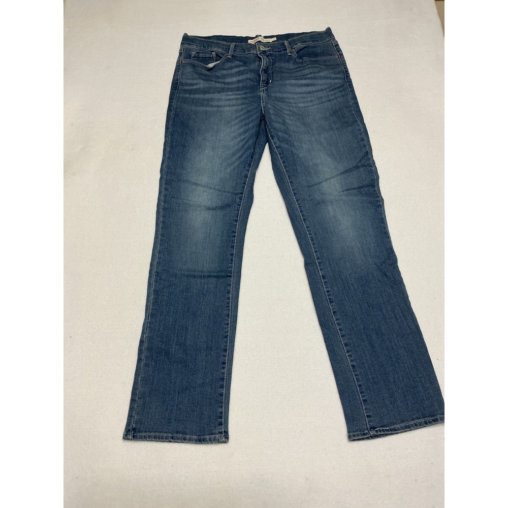 Levi Strauss Signature Womens Size 14 Mid Rise Straight Leg Stretch Jeans Blue